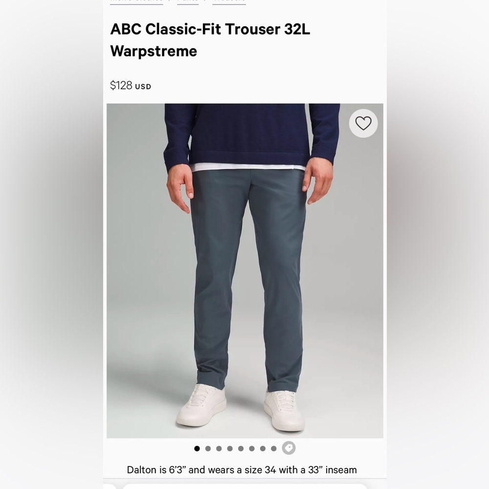 Lululemon Mens ABC Trouser Classic fit